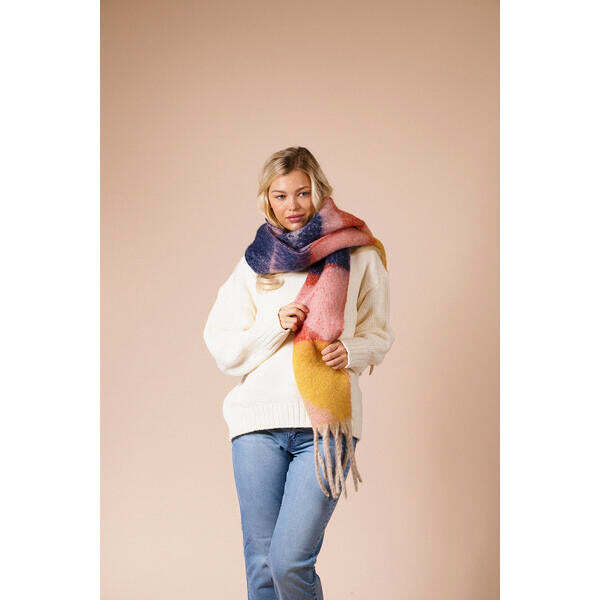 SVNX chunky scarf pink yellow 220cm (British brand)
