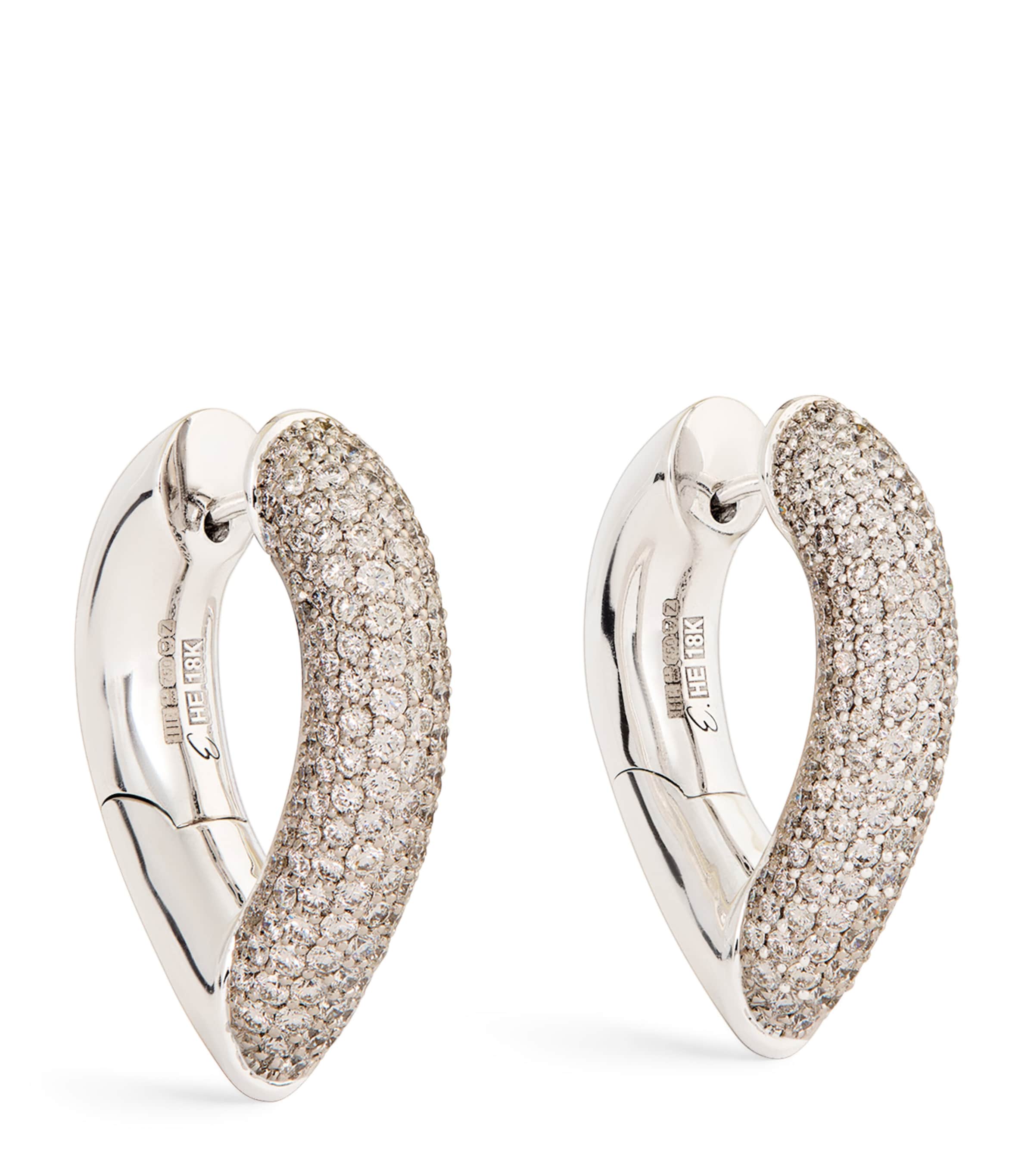 Engelbert Big White Gold and Diamond Drop Link Earrings - British product