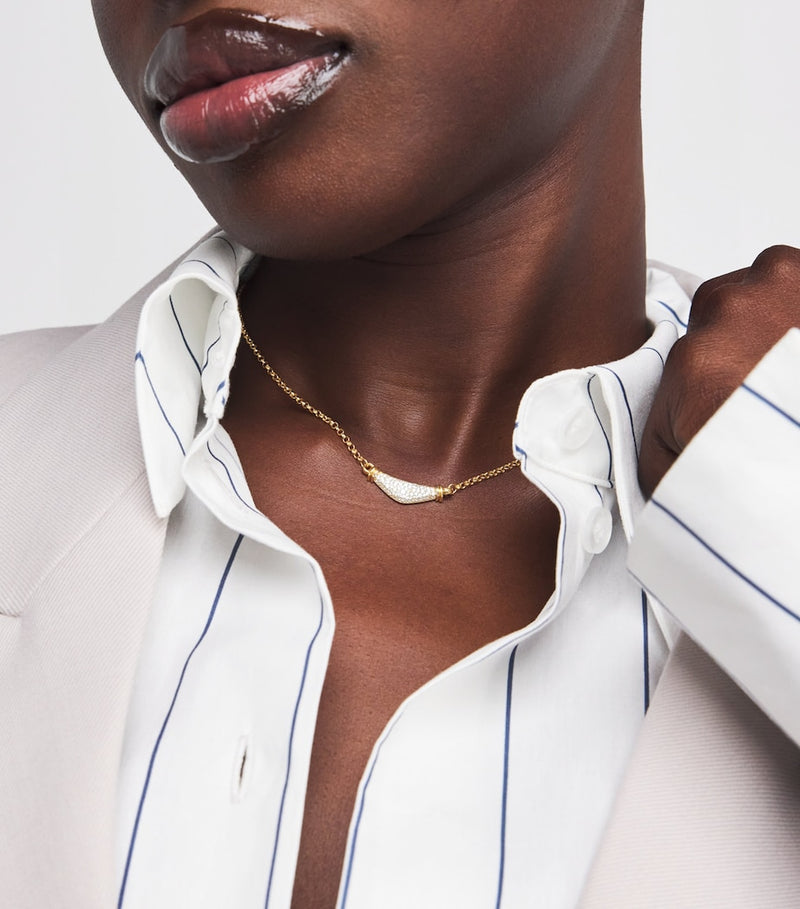 L'Atelier Nawbar Karma necklace yellow gold diamond, imported from the UK