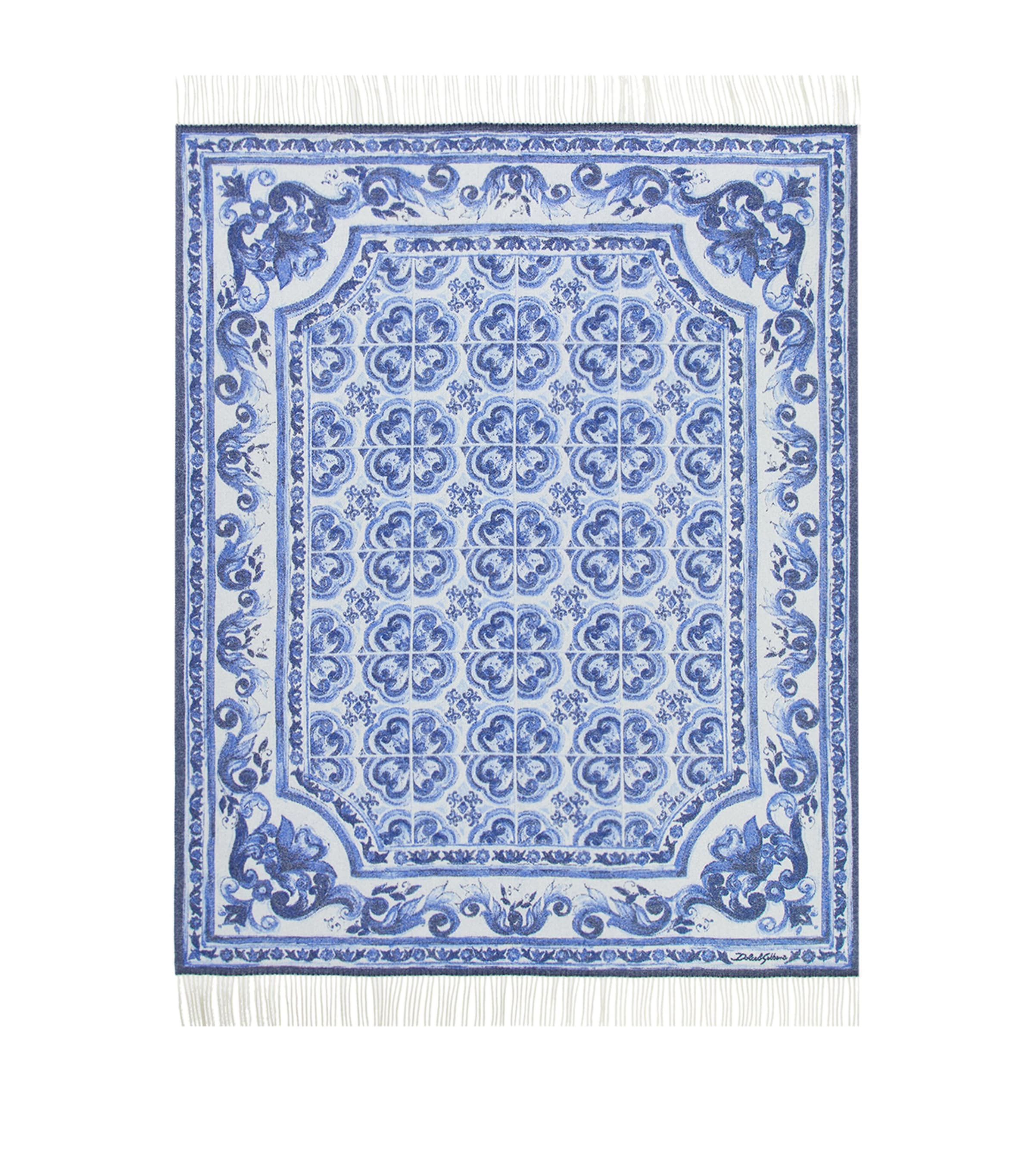 Dolce&Gabbana cashmere throw with Blu Mediterraneo design 140cm x 180cm - British product