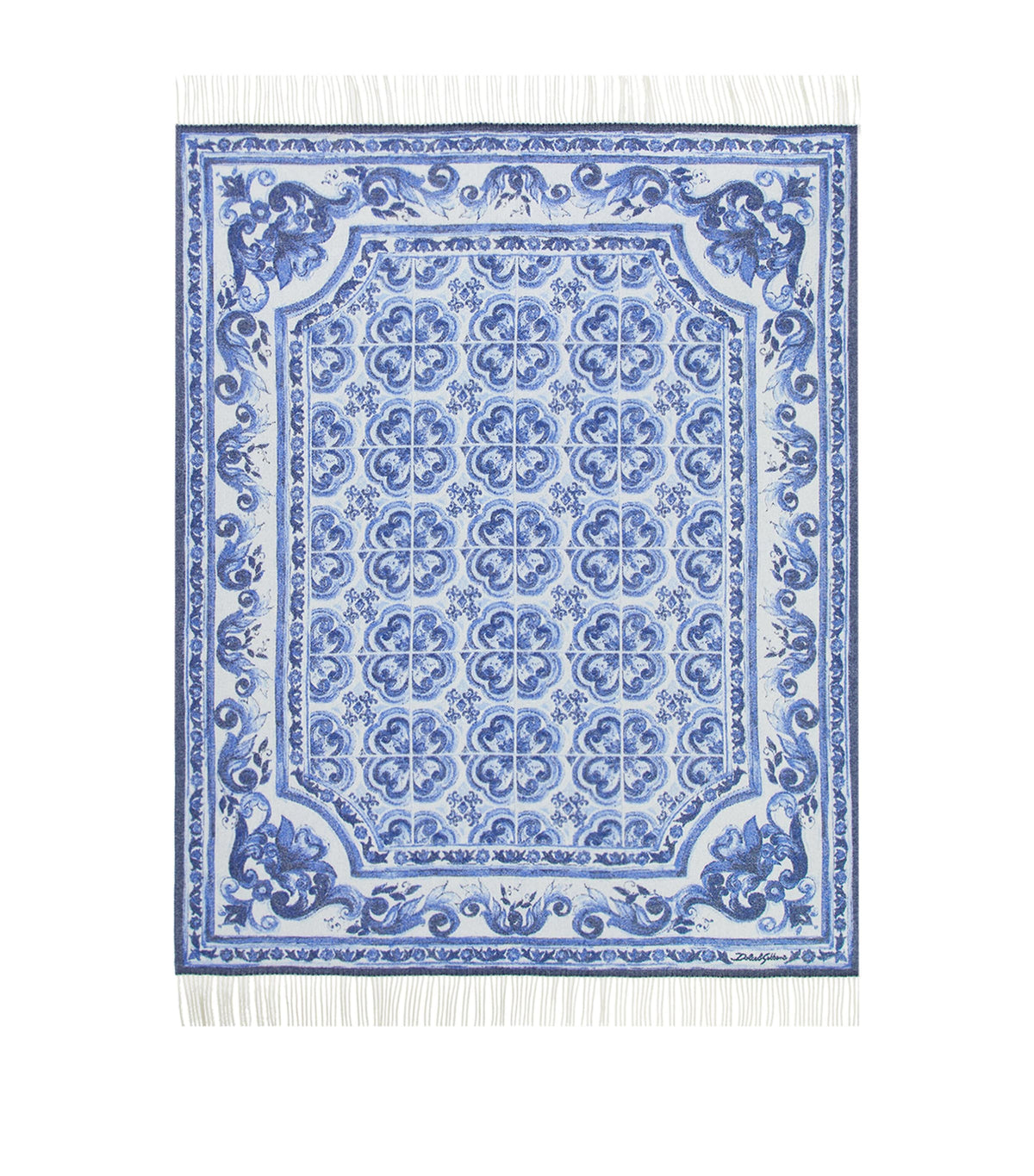 Dolce&Gabbana cashmere throw with Blu Mediterraneo design 140cm x 180cm - British product