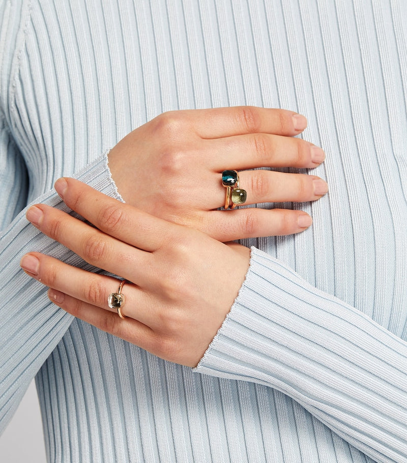 Pomellato Nudo Petit prasiolite ring in mixed gold (British brand)