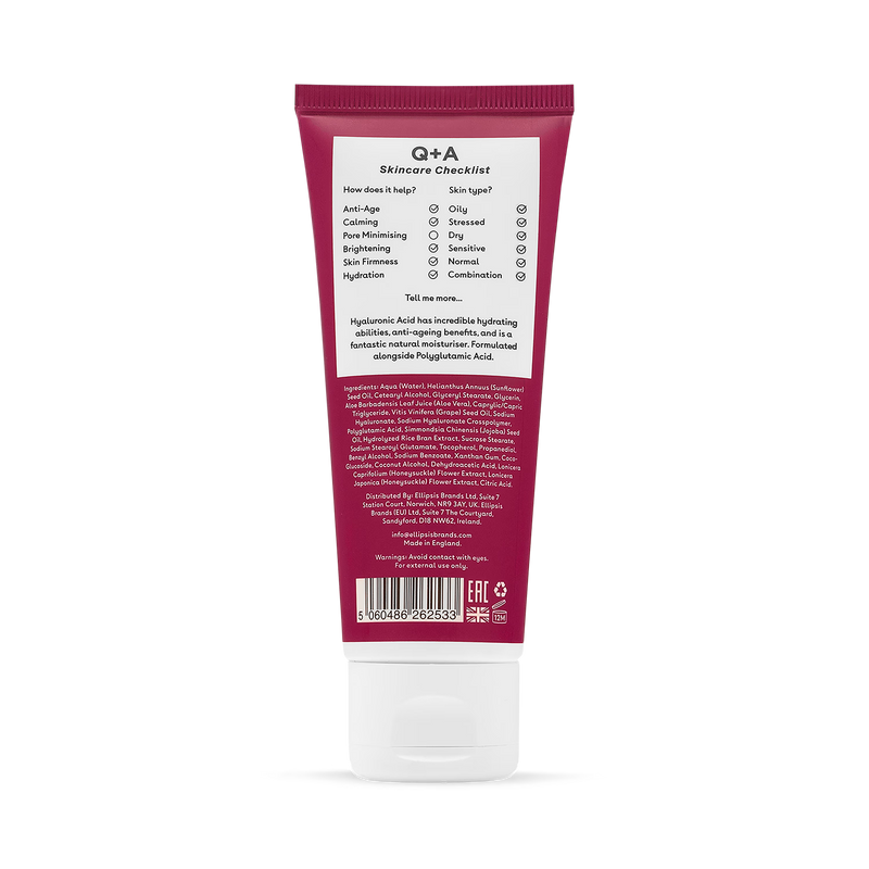 Q+A Hyaluronsyre Daglig Fuktighetskrem 75ml (Britisk merke)