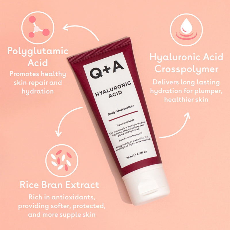 Q+A Hyaluronsyre Daglig Fuktighetskrem 75ml (Britisk merke)