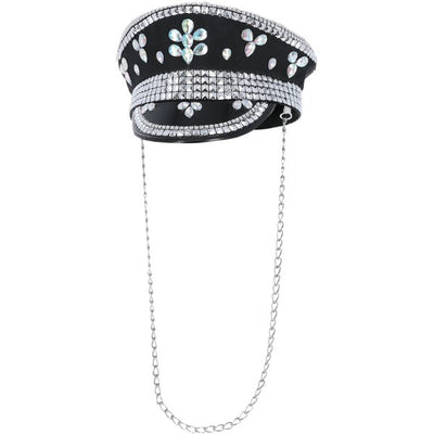 Superdrug Fever Deluxe Sequin Studded Captain's Hat, Black- Buy online at McGrocer