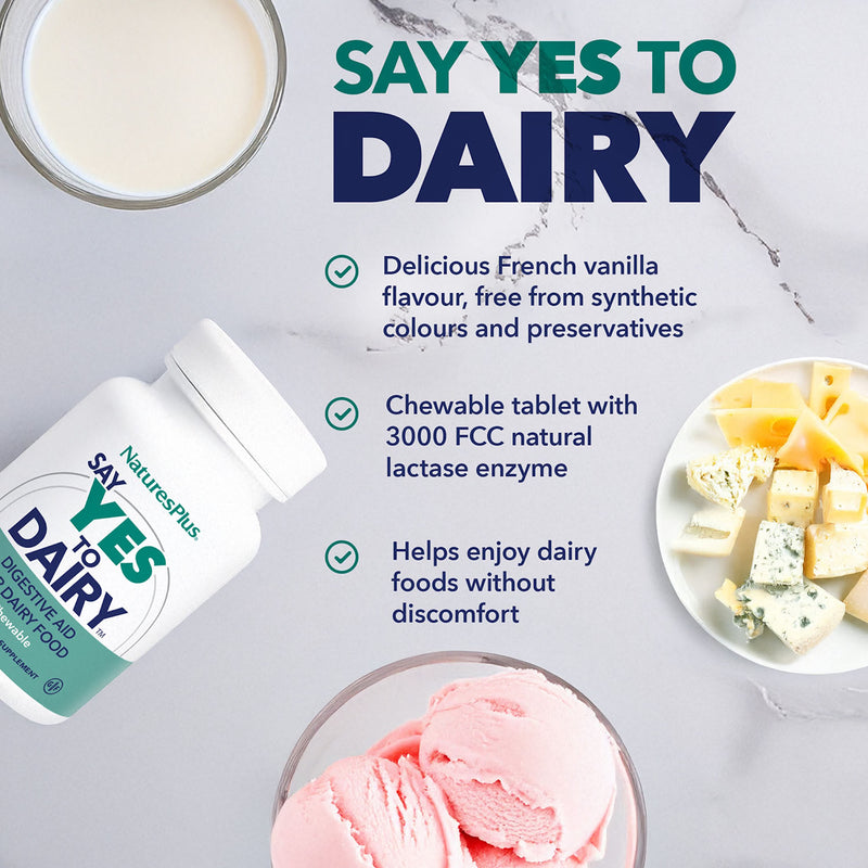 NaturesPlus Say Yes to Dairy 60 chewable tablets - British product