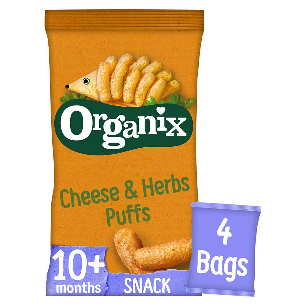 Organix Cheese & Herb Finger Food Toddler Snack Corn Puffs Multipack 4x15g