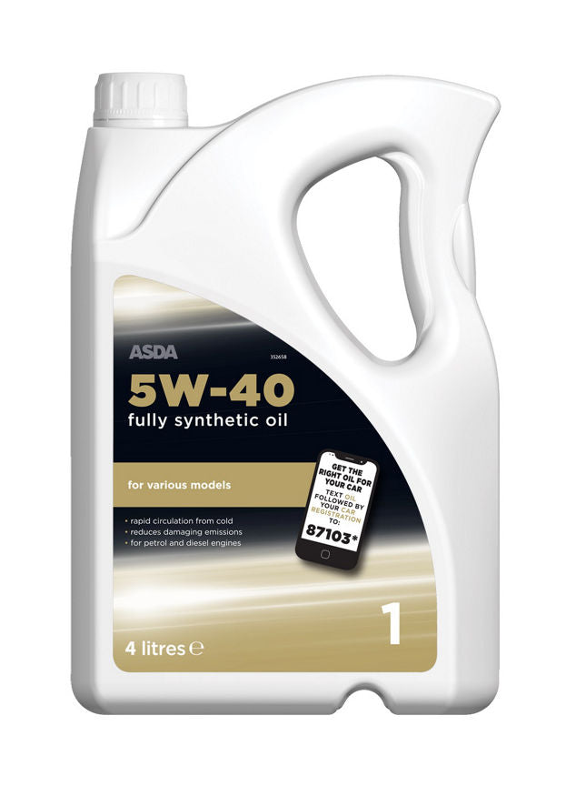 ASDA 5w40 Fully Synthetic Oil 4L DIY ASDA   