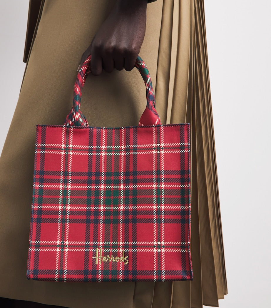 Harrods small tartan tote bag cotton canvas - British product