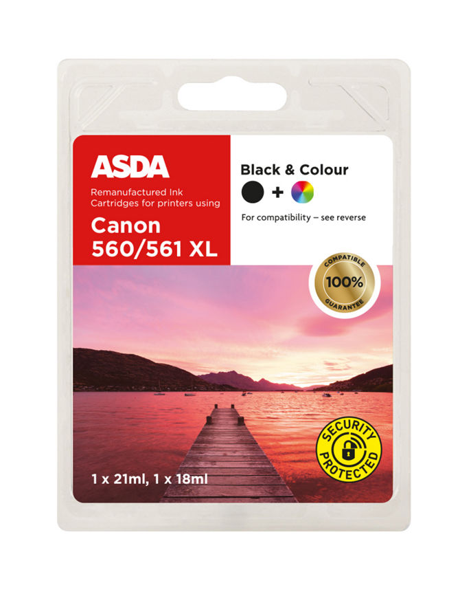 ASDA Canon PG-560 & CL-561XL Black & Colour Ink Cartridge General Household ASDA   