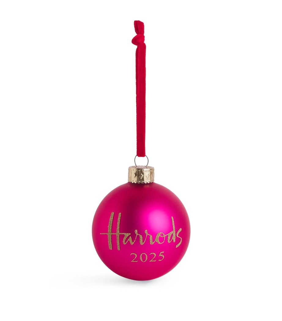 2025 Glass Festive Bauble with Velvet Hanging Loop