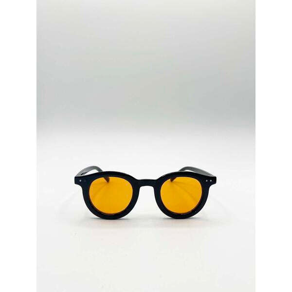 SVNX bold rounded sunglasses black orange UV400 - British product