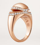 Bvlgari Cabochon ring 18kt rose gold with pavé diamonds, UK version