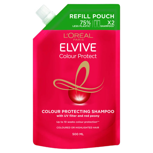 L'Oreal Elvive Colour Protect Shampoo Refill Pouch for Coloured Hair 500ml shampoo & conditioners Sainsburys   