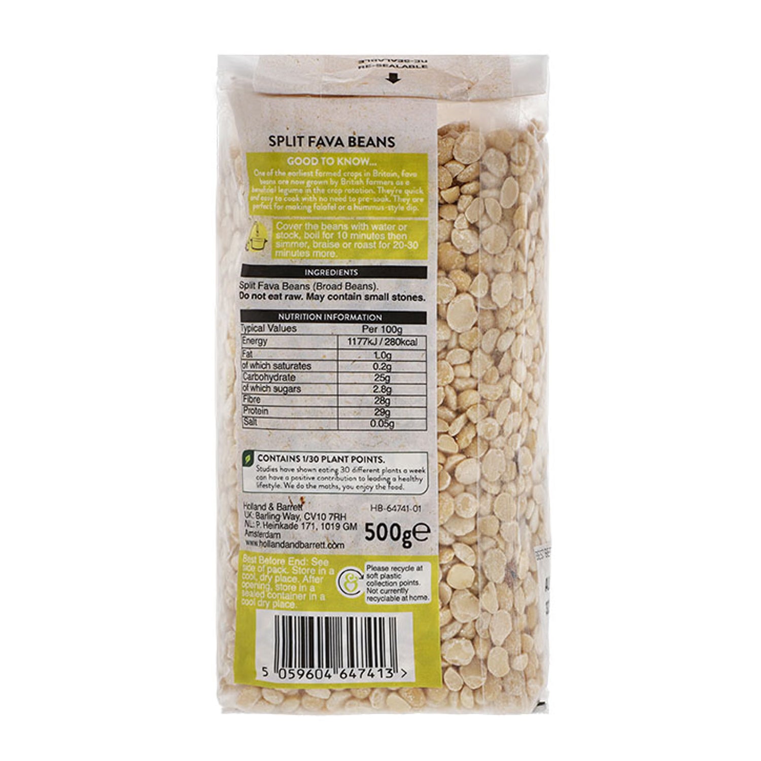 Holland & Barrett split fava beans 500g - British product