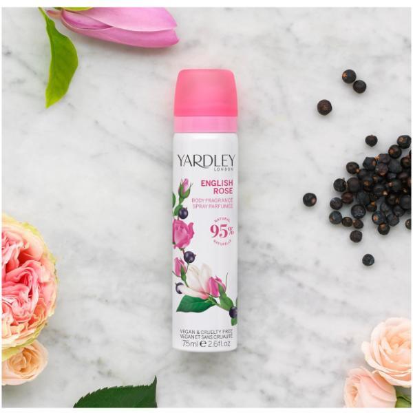 Yardley rose body spray 6 pack 6x75ml, imported from the UK