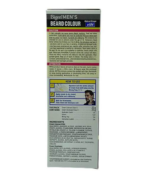 Bigen Mens Beard Colour Natural Brown B104 - British product