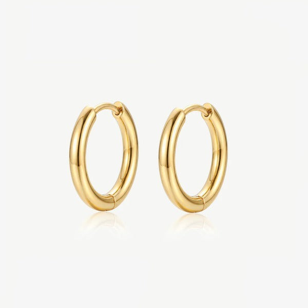 MUCHV gold solid small hoop earrings 18mm - British product