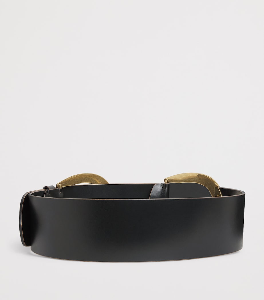 Chloé oversized leather belt with gold-tone C-shaped buckle (British brand)
