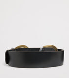Chloé oversized leather belt with gold-tone C-shaped buckle (British brand)