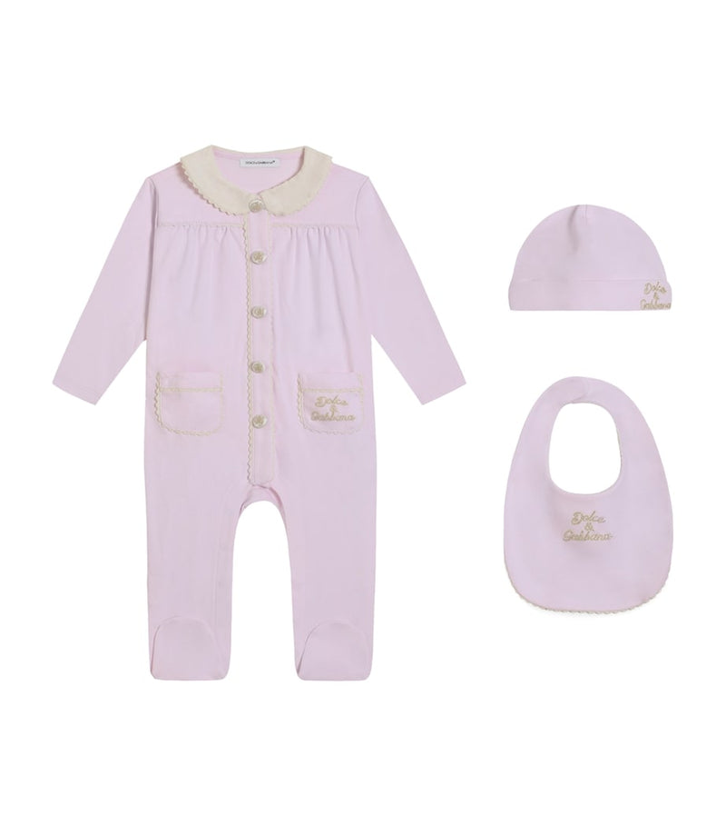 Dolce&Gabbana Kids cotton all-in-one bib and hat set 0-24 months, UK version