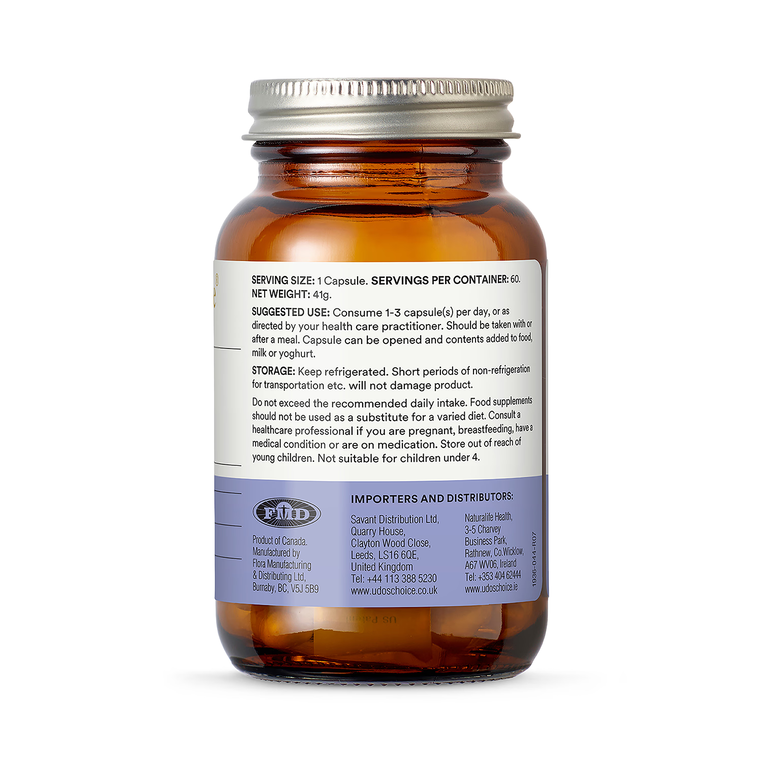 Udo's Choice probiotics Adult Blend 60 capsules, UK version