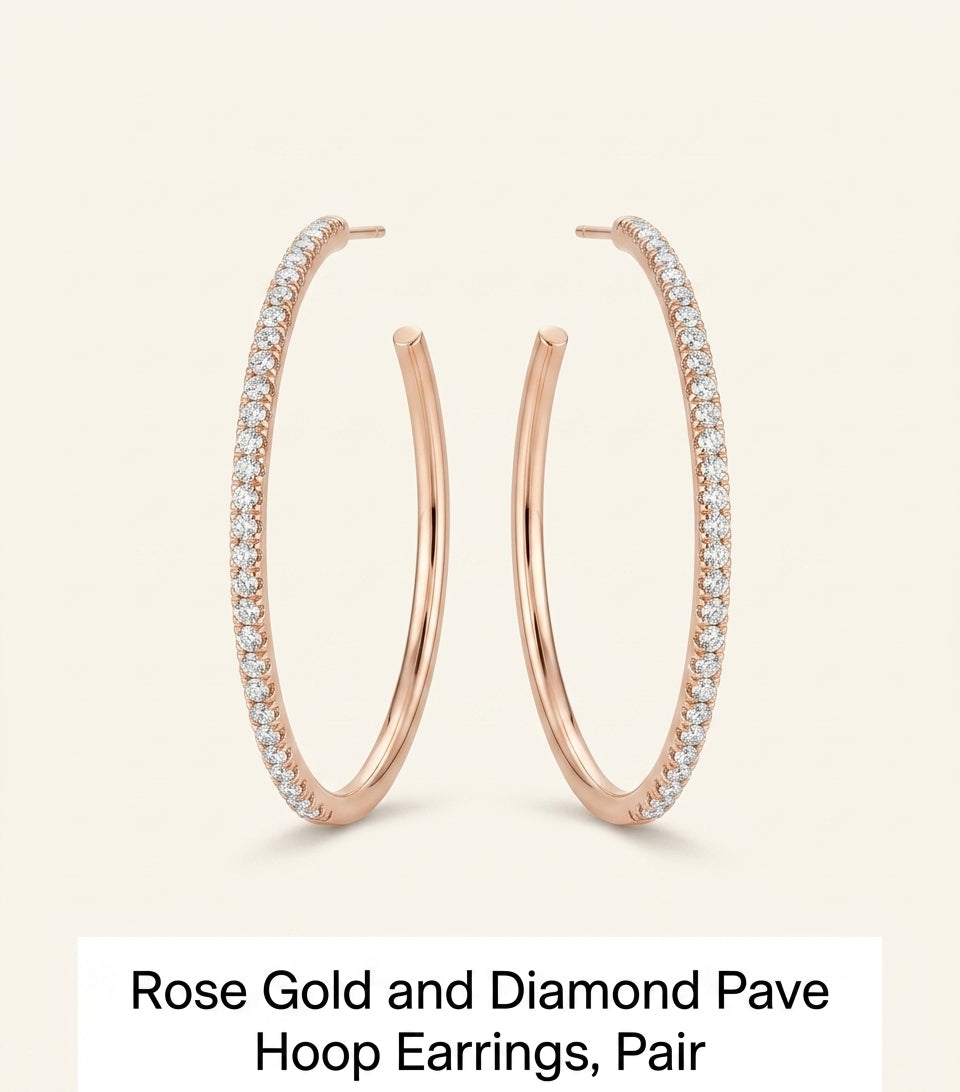 Cartier rose gold and diamond hoop earrings, imported from the UK