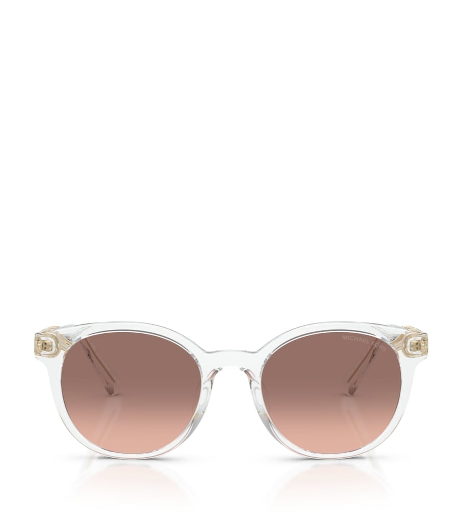 Michael Kors Pienza runde Sonnenbrille mit goldfarbenen Akzenten - Britisches Produkt