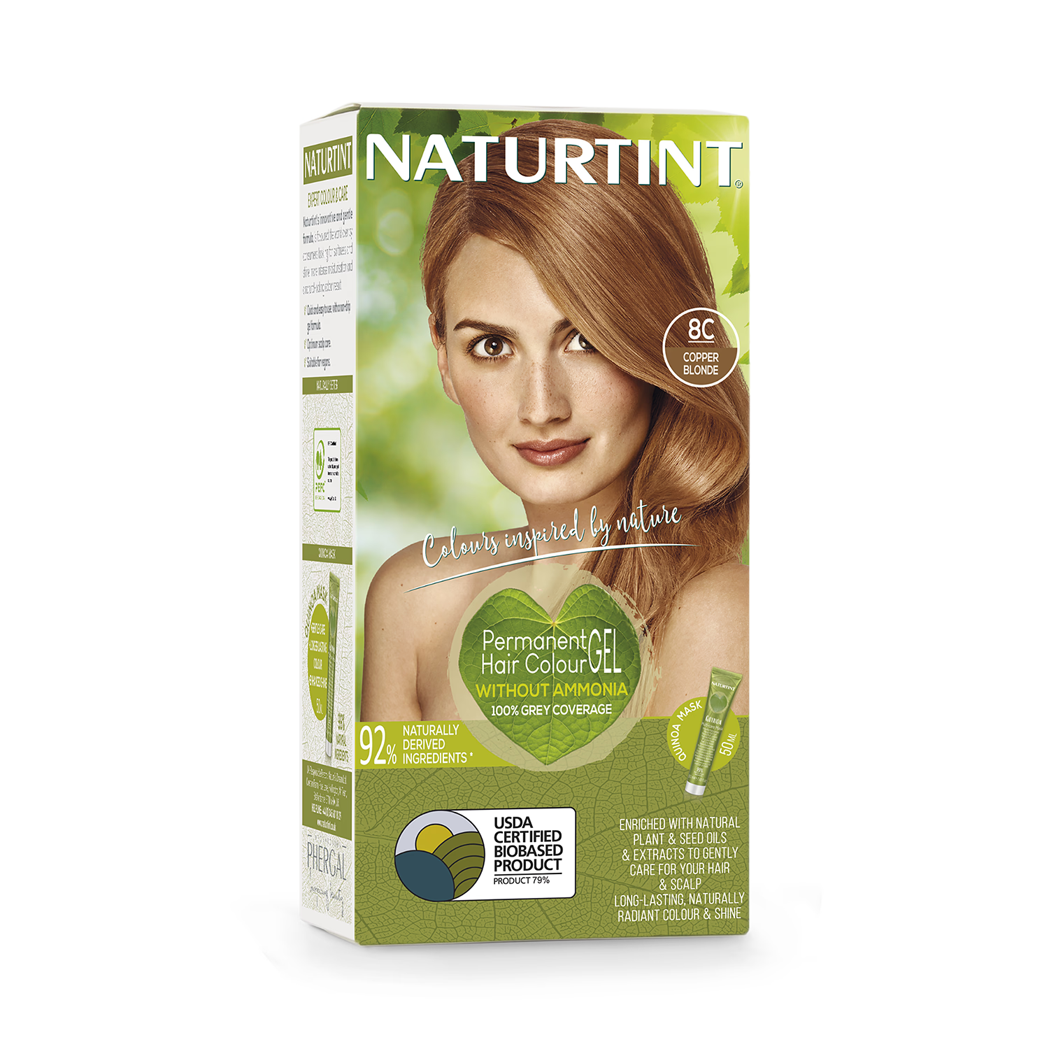 Naturtint 8C Copper Blonde permanent hair colour, imported from the UK