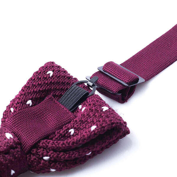 SVNX burgundy white crochet bow tie, imported from the UK