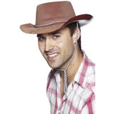 Smiffys cowboy hat brown flock (British brand)