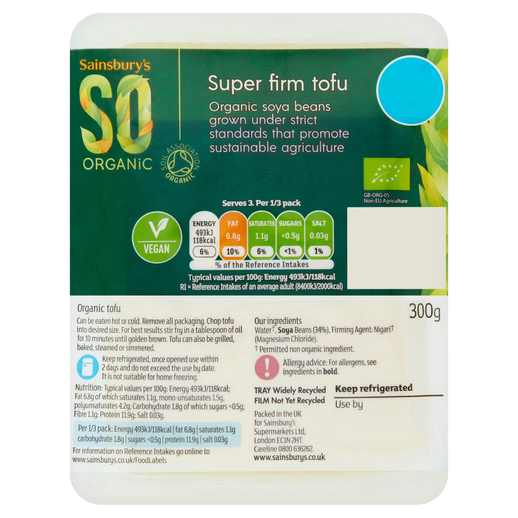 Sainsbury's SO Organic Super Firm Tofu 300g