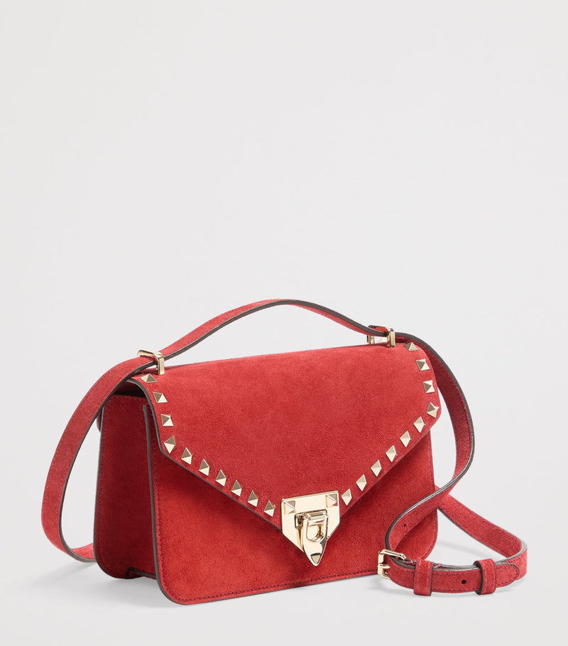 Sac bandoulière Valentino Garavani Rockstud en cuir refendu, importé du Royaume-Uni