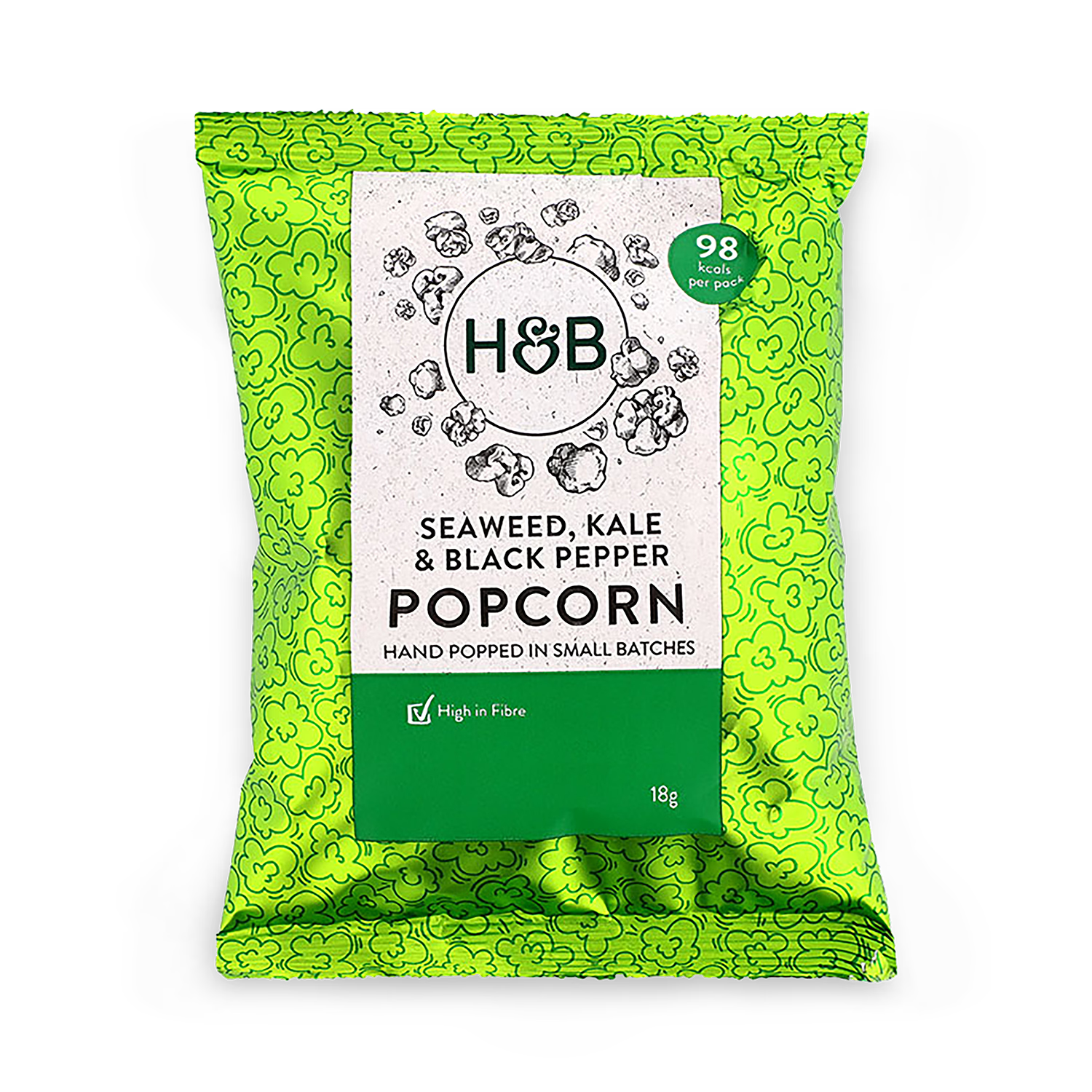 Holland & Barrett Popcorn Seaweed Kale Black Pepper 18g, UK version