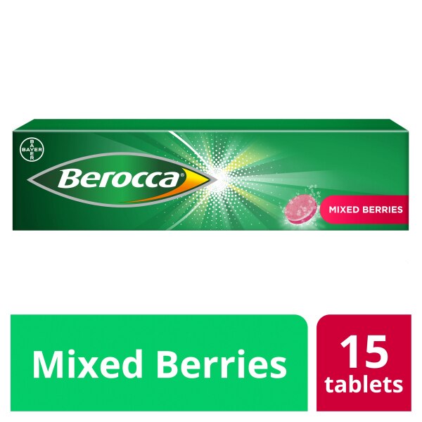 Berocca Mixed Berries Sugar Free Effervescent 15 Tablets GOODS Superdrug   