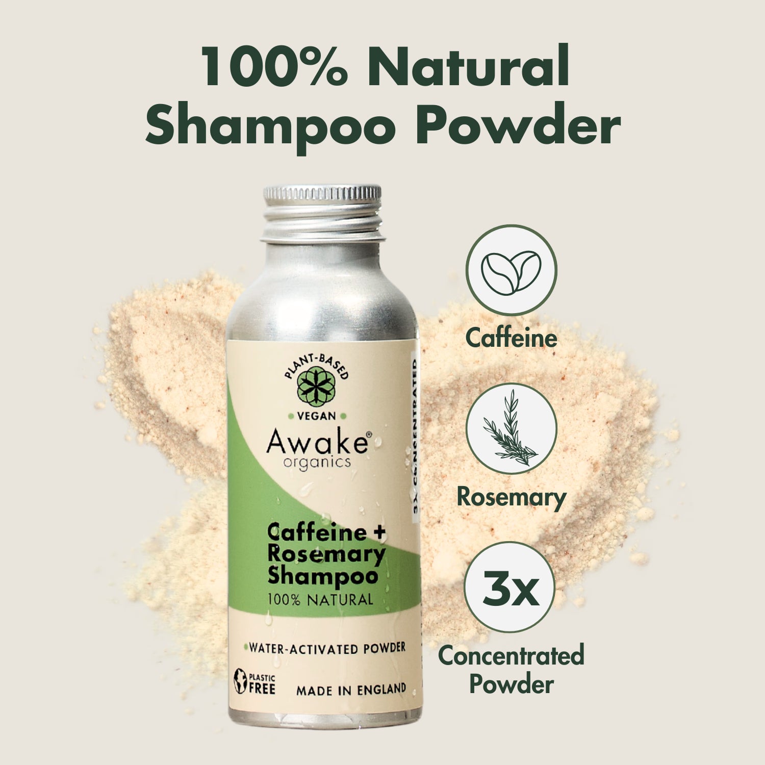 Caffeine and Rosemary Shampoo Powder 55g (British brand)