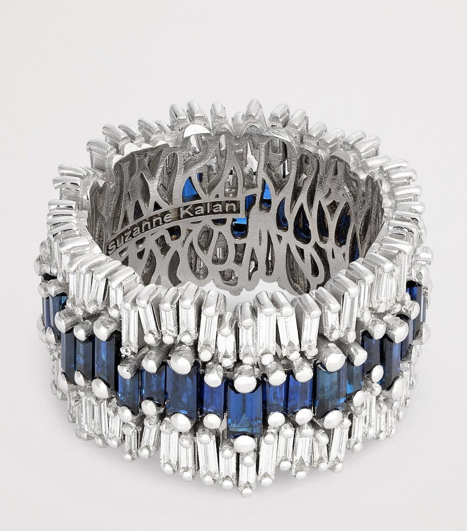 Suzanne Kalan white gold diamond blue sapphire eternity band - British product