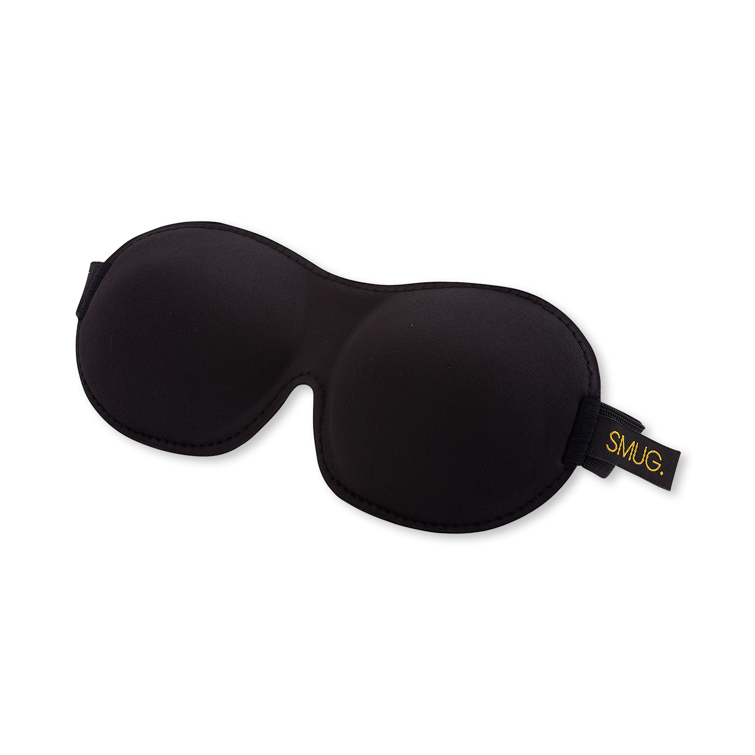 Black contoured sleep mask with domed design for eyelash comfort - British product