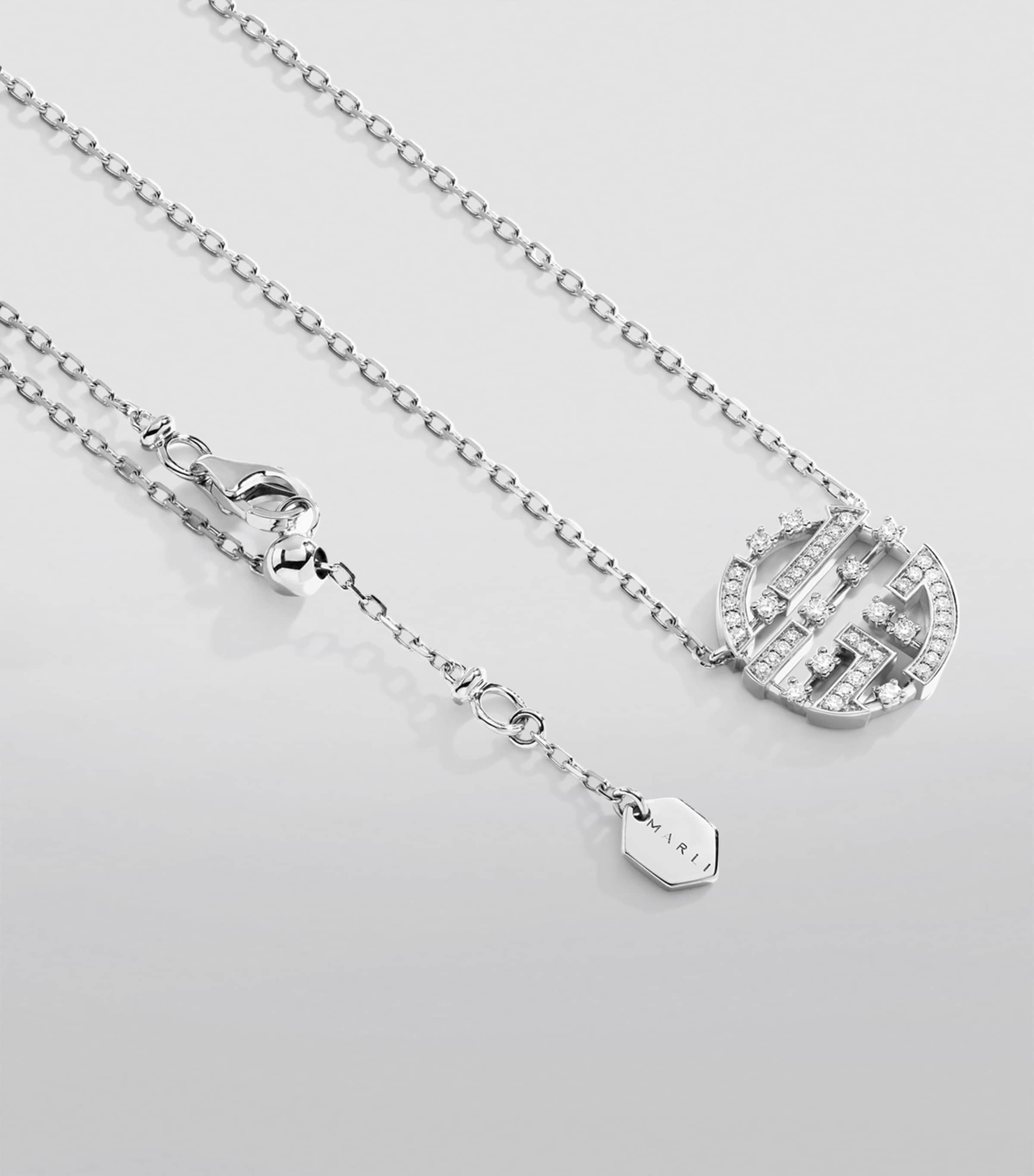 MARLI New York white gold and diamond Avenues necklace, imported from the UK