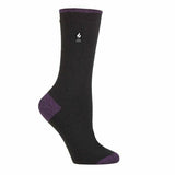 Heat Holders Ladies Ultra Lite Thermal Dress Socks 4-8 UK GOODS Superdrug Black/ Purple (Oia)  