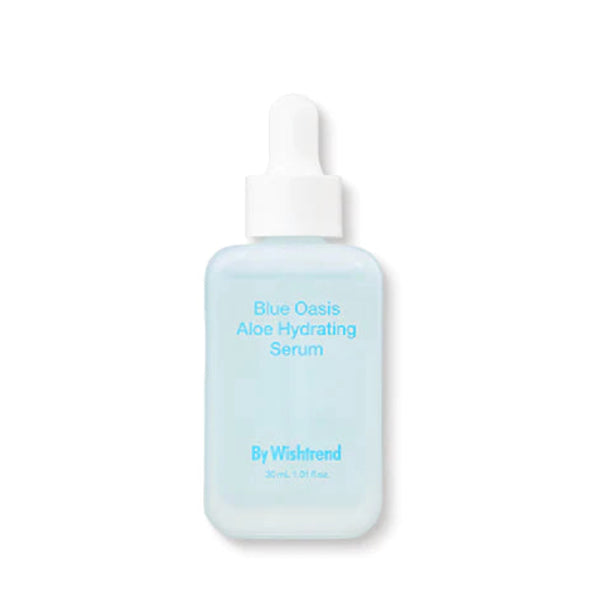 A bottle of By Wishtrend blue oasis hydrating serum 30ml - British product