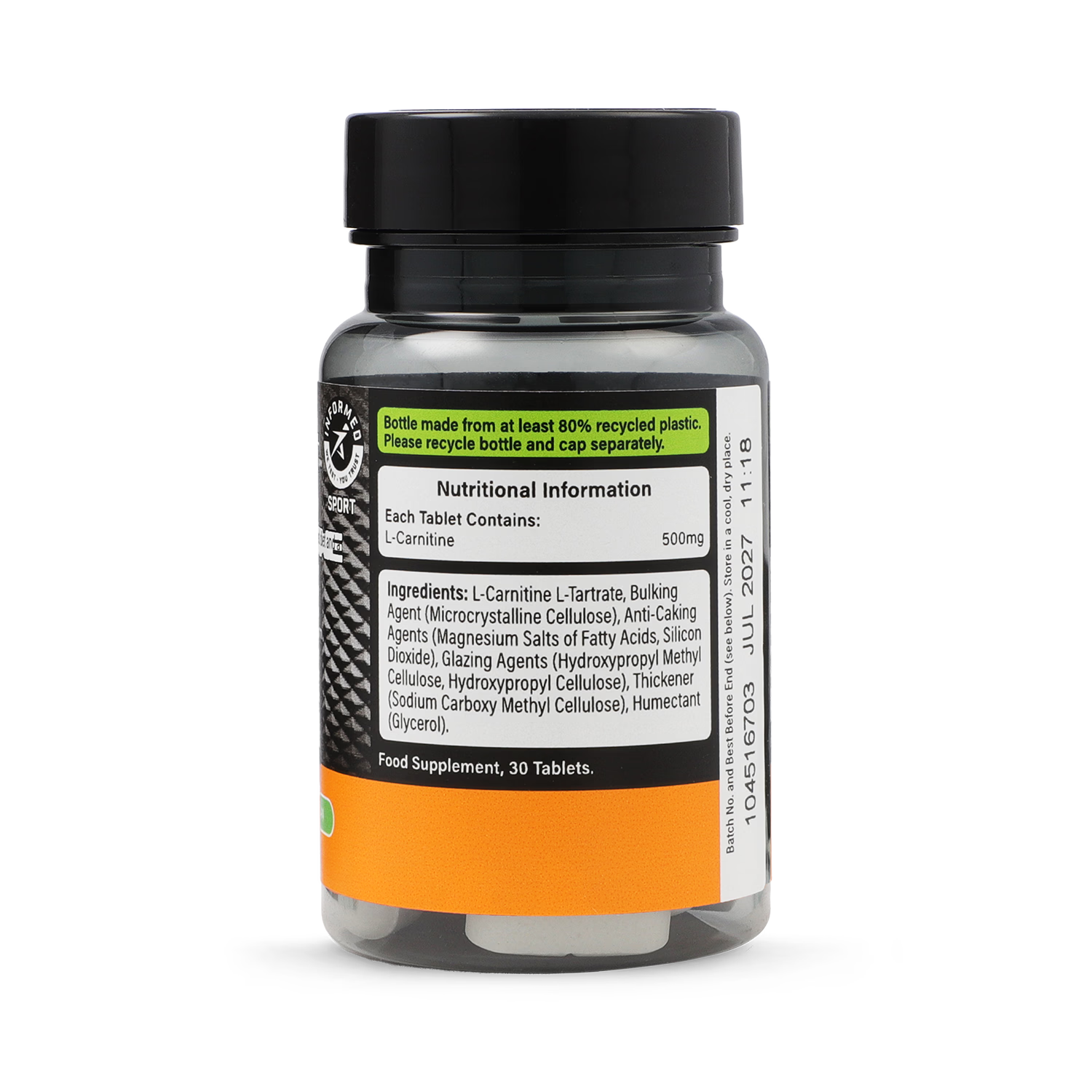 Precision Engineered L-Carnitine supplement 500mg 30 tablets, imported from the UK