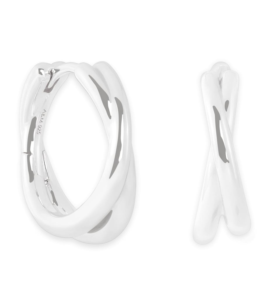 Astrid & Miyu silver crossover illusion hoop earrings 1.9cm, imported from the UK