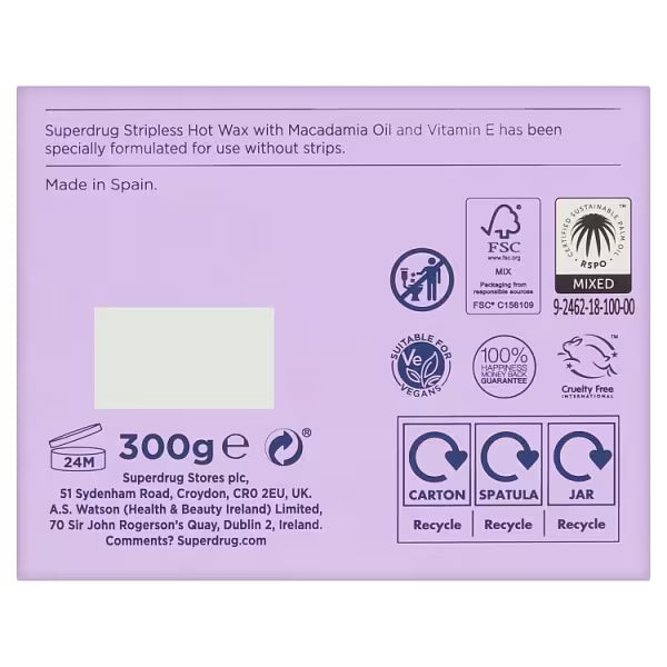 Superdrug Hot Wax Macadamia Oil 300g (British brand)