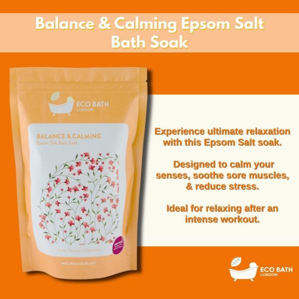 Eco Bath balance & calming bath soak 500g, imported from the UK