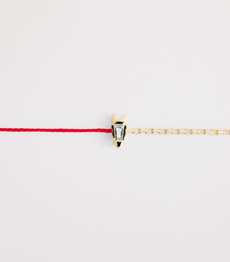 Redline bracelet yellow gold and diamond horse charm 16.5cm (British brand)