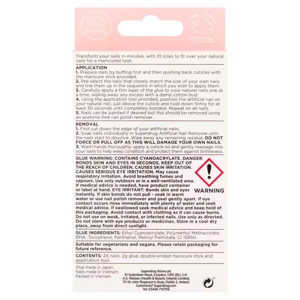 Superdrug finishing touches fake nails Medium Pink (British brand)