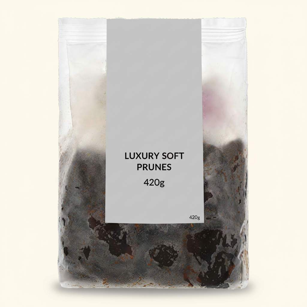 Holland & Barrett Luxury Soft Prunes 420g, imported from the UK