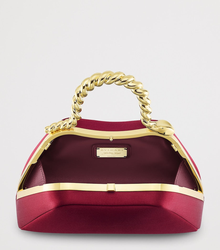 Bvlgari mini satin serpentine top-handle bag, imported from the UK