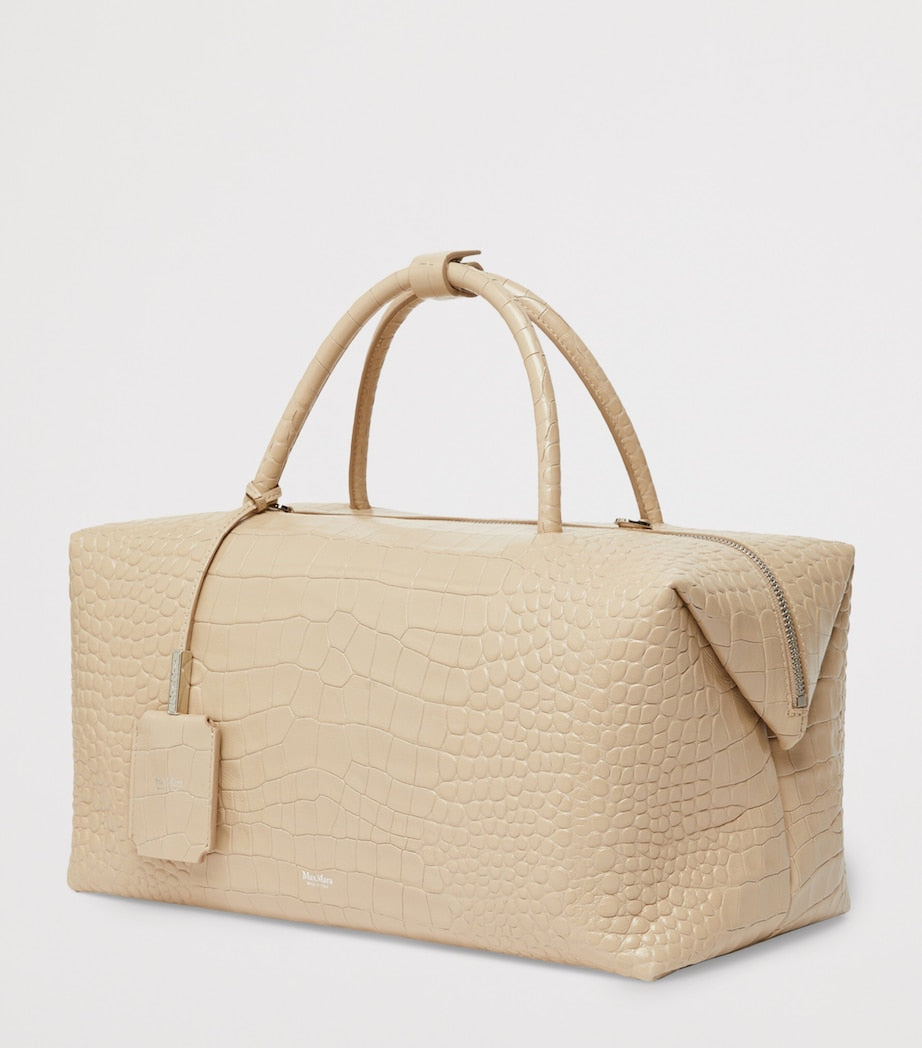 Max Mara large croc-embossed leather Boston bag (British brand)